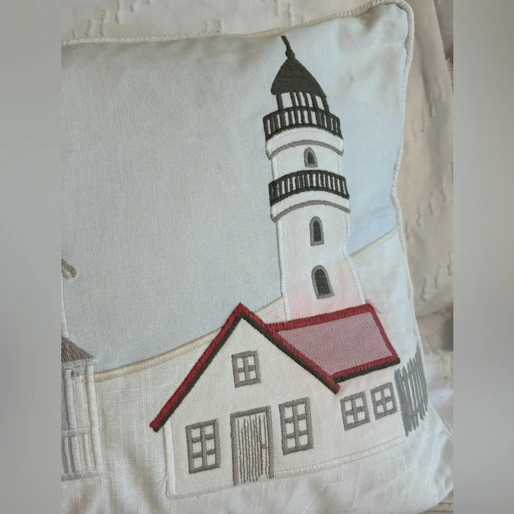 Lumbar Pillow Cover Case ONLY 13x23 Beach Houses Lighthouse Linen Cotton